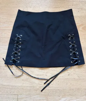 Helmut lang Black Lace-Up Mini Skirt - Women size 4 goth grunge thumbnail 1