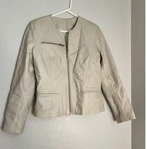 Zorro Patagonico Women cream ‎ Soft Leather Lined moto jacket M thumbnail 1