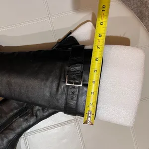 Gabor Black Leather Riding‎ Boots Buckle Detail Rubber Sole MRSP $235-Size 6.5 thumbnail 6