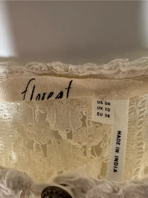 Anthropologie Floreat Cream Lace Henley Top Size 6 thumbnail 6