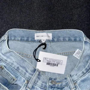 NWT Grey Lab High Rise Cut Out Ripped Straight Leg Jeans Sz 25 Light Distressed thumbnail 6