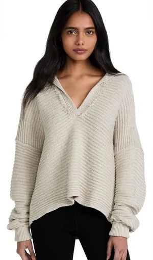 Free People Marlie Pullover mint Green Oversized Ribbed Sweater size XL thumbnail 1