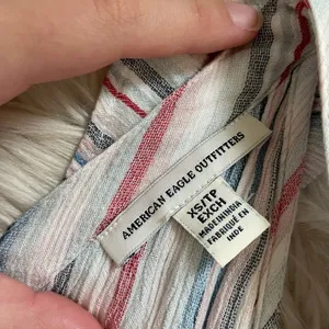 AMERICAN EAGLE V-Neck Ruffle Striped Romper thumbnail 6