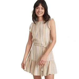 Marine Layer Sz M Laney Multicolor Striped Belted Beachy Ruffle Mini Dress thumbnail 3