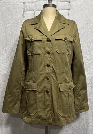 Rachel Zoe Safari Field Jacket S Tan Olive Military Utility Utilitycore Jacket thumbnail 1