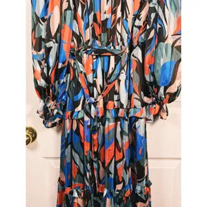 ELLIATT Vista Abstract Wrap Midi Dress Size Small Multicolor Whimsical Statement thumbnail 6