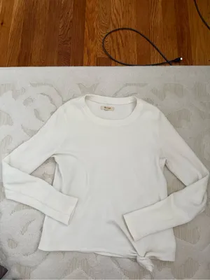 Madewell Texture & Thread Jacquard Knot-Front Top in Bright Ivory Size XSmall thumbnail 2