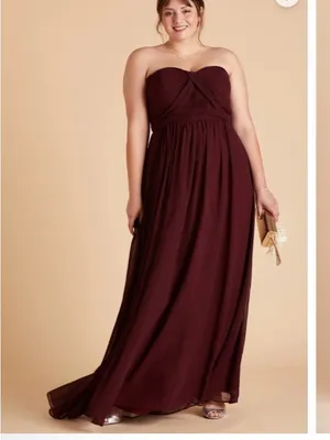 Birdy Grey Burgundy convertible Chiffon maxi grace Dress, size L thumbnail 9