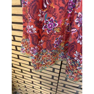 Time And Tru Orange‎ Embroidered Boho Tie Neck Shift Dress Size Medium thumbnail 5