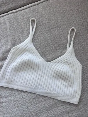 Free People Cotton Nylon Ribbed Knit Cropped Tank Top Small thumbnail 3