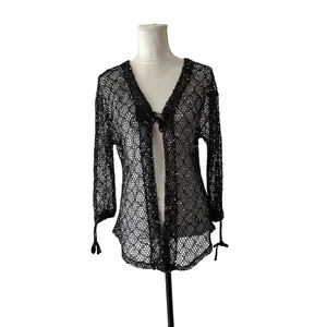 Kaktus Y2k Toggle Closure Lace Knit Open Front Cardigan Front Goth Fairy Sz XL thumbnail 11
