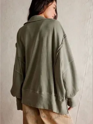 We The Free Camden Henley Sweatshirt Size XL in Laurel Oak Green thumbnail 2