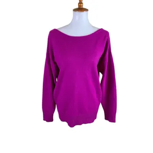 Trina Turk Women's Magenta Wool Cashmere Boat Neck Sweater Bow Back L thumbnail 2