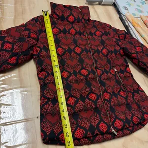 Desigual Heart Pattern‎ Down Feather Puffer Jacket High Neck Assymetric Zip thumbnail 14