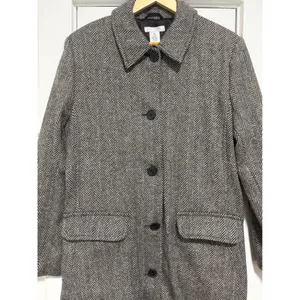 Isaac Mizrahi Live Womens XL Herringbone Wool Coat preppy academia professional thumbnail 7