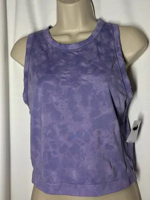 OLD NAVY Lavender Purple Tie Dye Active Crop Tank Top XL Fluid Seamless Fit NEW thumbnail 2