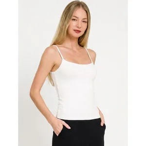 Zenana Double Layered Round Neck Spaghetti Cami - White - Small thumbnail 2