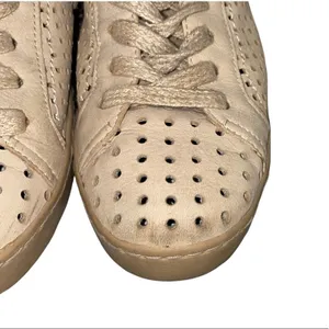 Dolce Vita Beige Perforated Leather Sneakers Calf Hair Heel Lace‎ Up thumbnail 10