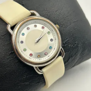 Multi-colored Crystal Hourly Dial White Silicon Band Elegant Watch, Working thumbnail 3