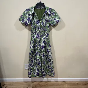 English Factory Casual Print Pleat Midi Dress FLORAL PRINTED MIDI DRESS size XS thumbnail 5