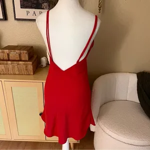 VINTAGE VICTORIA’S SECRET Gold Label Red Lace Slip Mini‎ Dress Size Medium thumbnail 3