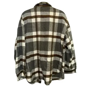 Nowrain Plaid‎ Shacket Jacket Large Cozy Neutral Flannel Layer Brown thumbnail 4