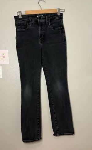 Good American black high rise straight leg 4 women goth casual dark coquette thumbnail 1