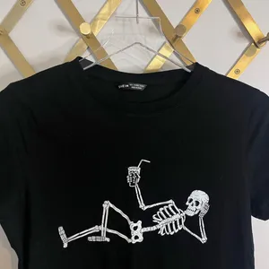 Shein Drinking Skeleton Tee Black thumbnail 4