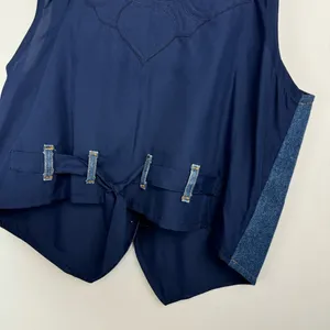 Vtg Chic Denim Western Vest Dark Wash Heart Buttons Sz Medium thumbnail 10
