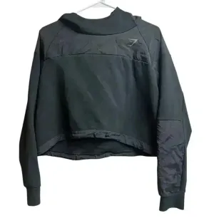 Gymshark Venture Hoodie Cropped Pullover2 Raglan Boxy Activewear Black Medium thumbnail 1