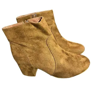 Top Moda‎ Women's Ankle Booties Brown Round Toe Block Heel Side Zip Size 7 thumbnail 7