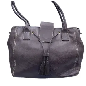 Lands’ End brown pebbled leather satchel. thumbnail 1