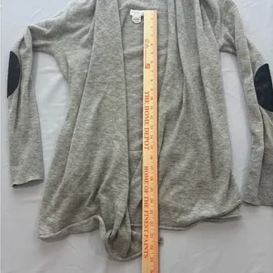 Club Monaco Grey‎ Cashmere Open Front Cardigan Elbow Patches XS/S thumbnail 5