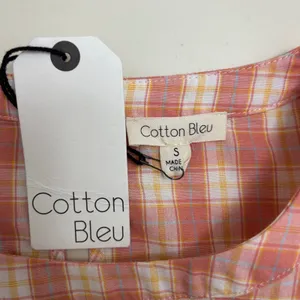 Cotton Bleu Babydoll Top Sz S Orange Plaid NWT Boho Picnic Prairie Soft Girl‎ thumbnail 4