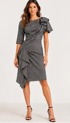 Isabel Marant Kingsley Draped Tweed Dress Wool Silk Blend Asymmetrical 36/US 4 thumbnail 1
