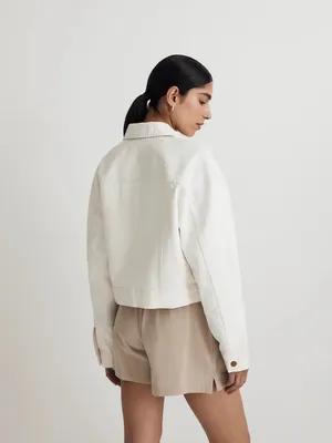 Madewell The Trucker Jean Jacket Size S White Vintage Canvas thumbnail 2