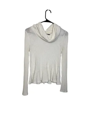 🤍✨ Maeve by Anthropologie Ivory Ribbed Cowl Neck Peplum Top‎ XS ✨🤍 thumbnail 2