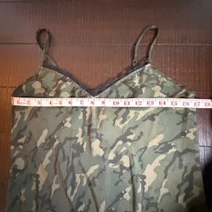 Wild‎ Fable Camouflage Lace Trim V-Neck Midi Slip Dress Green Camo XS S Y2K thumbnail 3