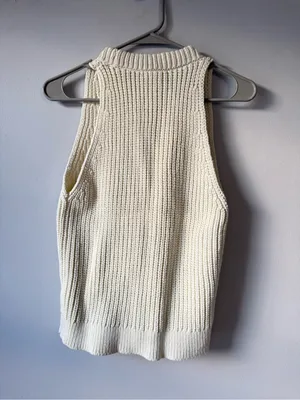 Madewell Knit Button Front Sweater Vest Boho Beige Cream Size S M thumbnail 6