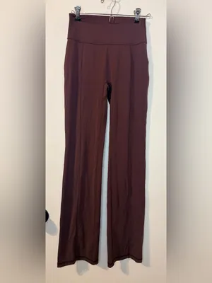 INGIA High Waist Flare Yoga Pants Plum Brown Sweetheart Seam 31” Inseam XS thumbnail 3