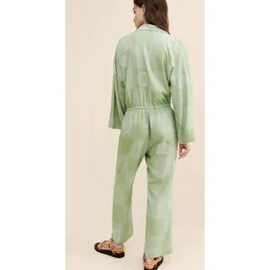 Native Youth Green Jumpsuit Hippie Distressed Patchwork Artsy Floral Celestial thumbnail 11