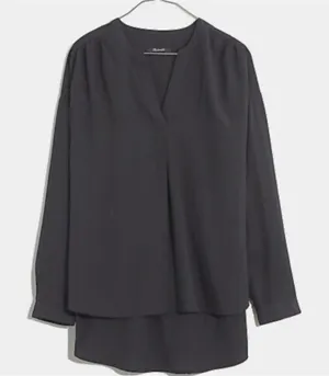 Madewell black sand washed popover top size M thumbnail 1