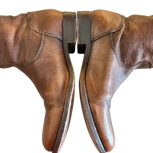 Frye Melissa Button Back Zipper Brown Leather Riding Boots, size 6 thumbnail 9
