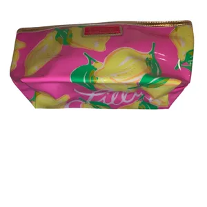 Lilly Pulitzer x Estée Lauder Lemon Print Makeup Bag Pink‎ Zipper Cosmetic Pouch thumbnail 4