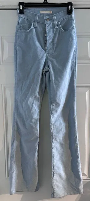 Levis Ribcage Bootcut Corduroy Pants Women 26 x 33‎ Blue Slim High Rise thumbnail 1