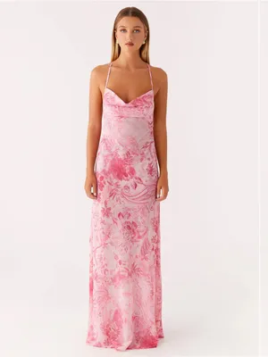 Peppermayo NWT Tara Maxi Dress Open Back Maxi Dress in Pink Print Size 12 thumbnail 2