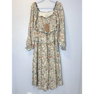 Listicle Size-M-L Maxi Dress Paisley Smocked Tiered Cream Cotton thumbnail 11
