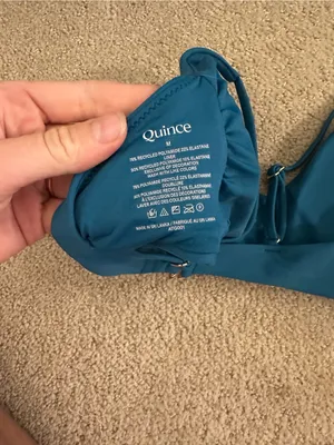 NWOT Quince Italian V-Neck Bikini Top lagoon teal medium thumbnail 4