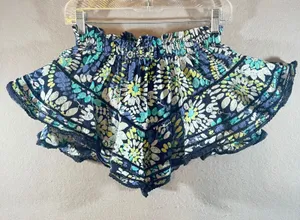 642 | Aerie Floral Ruffle Boho Festival Smocked Flowy Pull On Shorts Women's XS‎ thumbnail 1