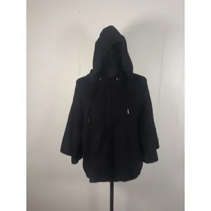 black anthropologie poncho sweater hooded small‎ Bell Sleeves Soft Thick thumbnail 2